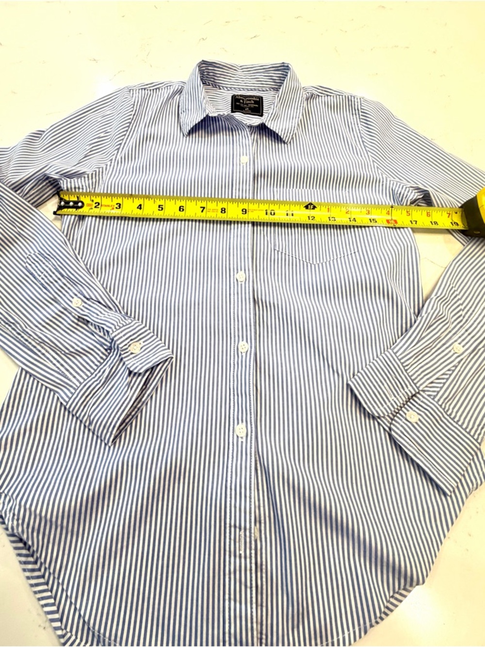 Abercrombie & Fitch Blue and White Striped Shirt - Picture 6 of 10